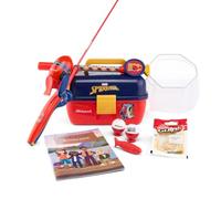 Shakespeare Youth Fishing Starter Set Rod & Reel Combo - Disney & more | Complete Starter Set | Easy Push Button Casting | Gel-Tech Grip | Tackle Playbox | Net Bobbers Bait Plug And Fishing Journal!