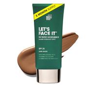 Shakeup Cosmetics Mens Tinted Moisturiser, Vegan Makeup for Men, Natural Coverage for Redness & Blemishes, 24hr Moisturisation with SPF, Easy Application, Dark Shade, 50ml. Aka. LET'S FACE IT