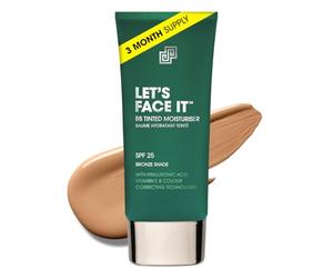Shakeup Cosmetics Mens BB Tinted Moisturiser, Vegan Makeup for Men, Natural Coverage for Redness & Blemishes, 24hr Moisturisation with SPF, Easy Application, Bronze Shade, 50ml. Aka. LET'S FACE IT