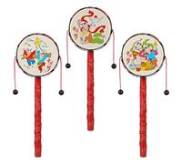 Shaking Rattle Drum Musical Toy: 3pcs Chinese Traditional Hand Bell Drum Spinning Rattle Percussion Instrument for Toddler Kids