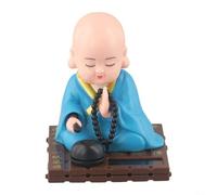 Shaking Solar Monk Ornament for Car Dashboard and Office Spaces, Made from ABS to Resist Fading and Wear While Providing Visual Movement (Blue)