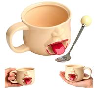 Shaking Tongue Out Ceramic Mug, Funny 3D Handmade Coffee Cup，1 piece