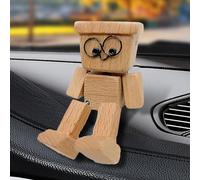 Shaking Wood Man, Leg-shaking Wooden Man Car Ornaments, Charming Little Wooden Figure That Sways, Movable Joint Action Figure, Fun Car Dashboard Decorations