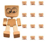 Shaking Wooden Man Car Accessories,12 Replaceable Expression Plates Desk Accessories for Men,Creative Wooden Ornaments,Desk Accessories for Men Gift,Office,Home Fun Decorative,Drivers Dashboard