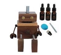Shaking Wooden Man Car Air Freshener, Shaking Feet Wooden Doll Dashboard Decor, Refillable E'ssential Oil Diffuser with 3 Perfume, Creative Interior Car Motion-Activated Ornaments for Most Vehicles, A
