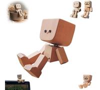 Shaking Wooden Man Doll,Magnetic Car Dashboard Decor with Movable Hands & Feet, Handmade Desktop Ornament for Home Office Bookshelf, Funny Gift for Women Men Kids (C)