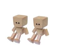 Shaking Wooden Man Figurine, 2 PackFunny Handmade Shaking Feet Wooden Doll Car Ornament, Magnetic Movable Joint Wood Shaken Man Figure Car Dashboard Desktop Decorations