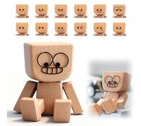 Shaking Wooden Man Figurine, 2025 New Shaking Wood Man with 12 Expressions, Wooden Doll with Shaking Wobbly Legs for Car, Funny Desk Dashboard Accessories Car Gifts for Men and Women (2 Set)