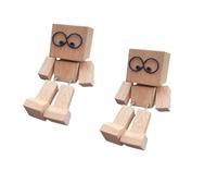 Shaking Wooden Man Figurine Car Decor, 8.2x5.8cm Handmade Wooden Figurine - Cute Cars Dashboard Accessory with Swing Motion, Fun Interior Decoration for Cars, Offices & Desks - Ideal Car Gifts (Bx2)