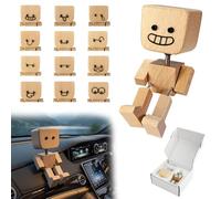 Shaking Wooden Man Figurine - Charming Little Wooden Figure That Sways Shake Your Feet with 12 Expressions, Handmade Shaking Feet Wooden Doll Valentines Day Gifts for Him Her Women for Drivers, Friend