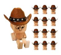 Shaking Wooden Man Figurine For Dashboard, Funny Tiny Shaking Feet Wooden Cowboy Doll With 12 Magnetic Facial Expressions, Car Office Desk Accessories