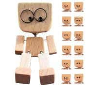 Shaking Wooden Man Figurine,Funny Bo/bblehead Car Dashb/oard Decor with 12 Pcs Mag/netic Expressions,Portable Handmade Car Ornament Desktop Decor,Shaking Wooden Man for C/ar,Gift for Drivers,Friends