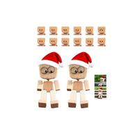 Shaking Wooden Man Figurine,Funny Shaking Wood Man with Santa Hat,Charming Little Wooden Figure That Sways with 12PC Expressions,Handmade Shak Feet Woodens Doll,for Christmas Car Dashboard Desk Decor