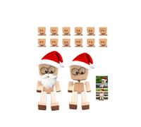 Shaking Wooden Man Figurine,Funny Shaking Wood Man with Santa Hat,Charming Little Wooden Figure That Sways with 12PC Expressions,Handmade Shak Feet Woodens Doll,for Christmas Car Dashboard Desk Decor