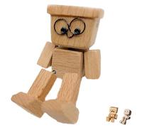 Shaking Wooden Man Figurine, Handmade Car Ornaments Action Figure, Funny Bobblehead Car Dashboard Decor, Modern Desktop Creative Ornaments, Little Nerdy Dolls for Home Office Cars Decor (C)