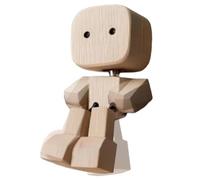 Shaking Wooden Man Figurine, Handmade Cute Shaking Feet Wooden Doll, Creative Figure Fun Dashboard Decoration For Car, For Home Decor, Magnetic Figurine Ornament, For Friends And Family