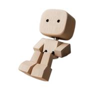 Shaking Wooden Man Figurine, Handmade Dashboard Ornament with Interchangeable Faces, Car Accessories & Desktop Decor, Funny Portable Decoration for Office, Travel, Commute (COLOR-A)