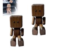 Shaking Wooden Man Figurine,Handmade Shaking Feet Wooden Doll,Funny Little Wood Man Figurine Car Dashboard Decor,Modern Desktop Creative Ornaments Gifts for Car Office (Style A, 2Pcs)