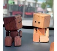 Shaking Wooden Man Figurine,Handmade Shaking Feet Wooden Doll,Funny Little Wood Man Figurine Car Dashboard Decor,Modern Desktop Creative Ornaments Gifts for Car Office (Style A+Style B, 2Pcs)
