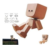 Shaking Wooden Man Figurine, Handmade Shaking Feet Wooden Doll, Funny Wood Desktop Decor, Creative Gifts Commutes Car Dashboard Ornaments with Multiple Magnetic Decorations