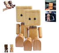Shaking Wooden Man Figurine,Handmade Shaking Feet Wooden Doll,Handmade Car Ornaments Action Figure,Creative Gifts Commutes with Multiple Magnetic Decorations,Portable Dashboard Car Accessories