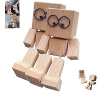 Shaking Wooden Man Figurine,Handmade Shaking Feet Wooden Doll,Modern Desktop Creative Ornaments,Creative Gifts Commutes with Multiple Magnetic Decorations,Portable Dashboard Car Accessories