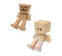 Shaking Wooden Man Figurine, Handmade Shaking Feet Wooden Doll Ornament, Funny Shake Doll Ornaments, Creative Handmade Woodens Figurines for Car Dashboard, Desktop & Gifting Decor (B+D)