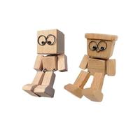 Shaking Wooden Man Figurine, Handmade Shaking Feet Wooden Doll Ornament, Funny Shake Doll Ornaments, Creative Handmade Woodens Figurines for Car Dashboard, Desktop & Gifting Decor (A+B)