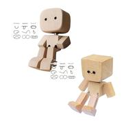 Shaking Wooden Man Figurine, Handmade Shaking Feet Wooden Doll Ornament, Funny Shake Doll Ornaments, Creative Handmade Woodens Figurines for Car Dashboard, Desktop & Gifting Decor (C+D)