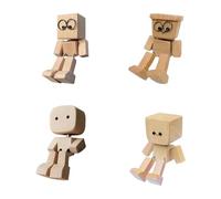 Shaking Wooden Man Figurine, Handmade Shaking Feet Wooden Doll Ornament, Funny Shake Doll Ornaments, Creative Handmade Woodens Figurines for Car Dashboard, Desktop & Gifting Decor (A+B+C+D)