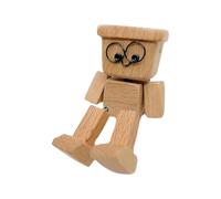 Shaking Wooden Man Figurine, Handmade Shaking Feet Wooden Man Doll Charming Little Wood Figure That Sways Car Ornaments DIY Expressions Fun Car Dashboard Ornament Decor Gifts (B)