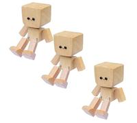 Shaking Wooden Man Figurine, Handmade Shaking Feet Wooden Man Doll Charming Little Wood Figure That Sways Car Ornaments DIY Expressions Fun Car Dashboard Ornament Decor Gifts (D*3)
