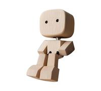 Shaking Wooden Man Figurine, Handmade Shaking Feet Wooden Man Doll Charming Little Wood Figure That Sways Car Ornaments DIY Expressions Fun Car Dashboard Ornament Decor Gifts (C)