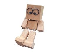 Shaking Wooden Man Figurine, Handmade Shaking Feet Wooden Man Doll Charming Little Wood Figure That Sways Car Ornaments DIY Expressions Fun Car Dashboard Ornament Decor Gifts (A)