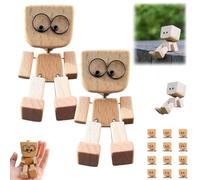 Shaking Wooden Man Figurine Handmade Shaking Feet Wooden Man with 12 Magnetic Expressions, Car Dashboard Ornaments Decorations, Funny Wood Desktop Decor, Creative Gifts