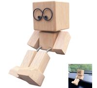 Shaking Wooden Man Figurine, Handmade Wob/bly Leg Car Dashboard Ornament & Desk Decor,Magnetic Bob/blehead Wooden To/y,Swaying Car Ornament for Friends,Unique C/ar Accessories for Men & Home Gifts