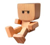 Shaking Wooden Man Figurine, Handmade Wooden Car Ornaments Action Figure, Funny Car Dashboard Desktop Decor, Modern Desktop Creative Ornaments, Little Wood Dolls for Home Office Cars