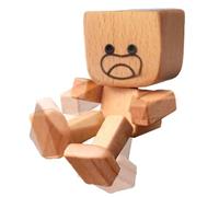 Shaking Wooden Man Figurine, Handmade Wooden Car Ornaments Action Figure, Funny Car Dashboard Desktop Decor, Modern Desktop Creative Ornaments, Little Wood Dolls for Home Office Cars