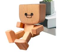 Shaking Wooden Man Figurine, Handmade Wooden Car Ornaments Action Figure, Funny Car Dashboard Desktop Decor, Modern Desktop Creative Ornaments, Little Wood Dolls for Home Office Cars
