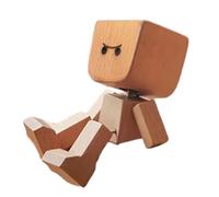 Shaking Wooden Man Figurine, Handmade Wooden Car Ornaments Action Figure, Funny Car Dashboard Desktop Decor, Modern Desktop Creative Ornaments, Little Wood Dolls for Home Office Cars