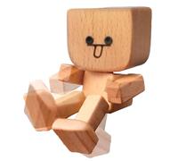Shaking Wooden Man Figurine, Handmade Wooden Car Ornaments Action Figure, Funny Car Dashboard Desktop Decor, Modern Desktop Creative Ornaments, Little Wood Dolls for Home Office Cars