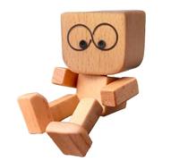 Shaking Wooden Man Figurine, Handmade Wooden Car Ornaments Action Figure, Funny Car Dashboard Desktop Decor, Modern Desktop Creative Ornaments, Little Wood Dolls for Home Office Cars
