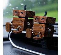 Shaking Wooden Man Figurine, Leg-Shaking Wooden Man Car Ornaments, Handmade Car Ornament, Funny Vehicle Dashboard Decor, Modern Desktop Creative Ornaments Gifts for Men Office (2pcs)