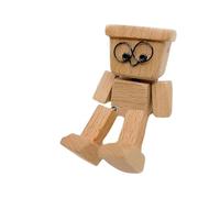 Shaking Wooden Man Figurine, Little Wooden Figure That Sways Fun Car Ornaments for Dashboard, Handmade Wood Leg Shaker Doll Ornament Decorate Life for Travel, Commutes and Home (B)