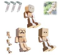 Shaking Wooden Man Figurine, Magicgift Shaking Feet Wooden Doll, Funny Bobblehead Car Dashboard Decor, Handmade Wood Creative Car Desktop Decoration, Little Nerdy Dolls Gifts for Home Office(3pcs-mix)