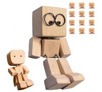 Shaking Wooden Man Figurine- Moving Legs With Wind Or Vibration, Animated Decor For Car, Office, Outdoors, 12 Interchangeable Faces, Original Gift (1pcs)