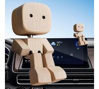 Shaking Wooden Man Figurine, Shaking Feet Wooden Human Figure, Movable Dashboard Sculpture Ornament Feet Woodens Doll, Handmade Car Ornaments Action Figure, Creative Commutes With Multiple