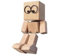 Shaking Wooden Man Figurine, Tabletop Decor, Creative Statue, Handcrafted Strong Wood, Lightweight Design, for Car Dashboard, Study, Shelf Display, Desk, Bedroom, Living Room, Home