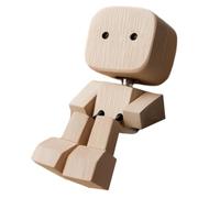Shaking Wooden Man Figurine, Tabletop Decor, Creative Statue, Handcrafted Strong Wood, Lightweight Design, for Car Dashboard, Study, Shelf Display, Desk, Bedroom, Living Room, Home