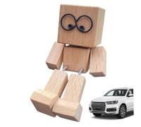Shaking Wooden Man Figurine with Glasses, Shaking Feet Doll Car Dashboard Decorations, Funny Desktop Decor for Home, Car, Office and School